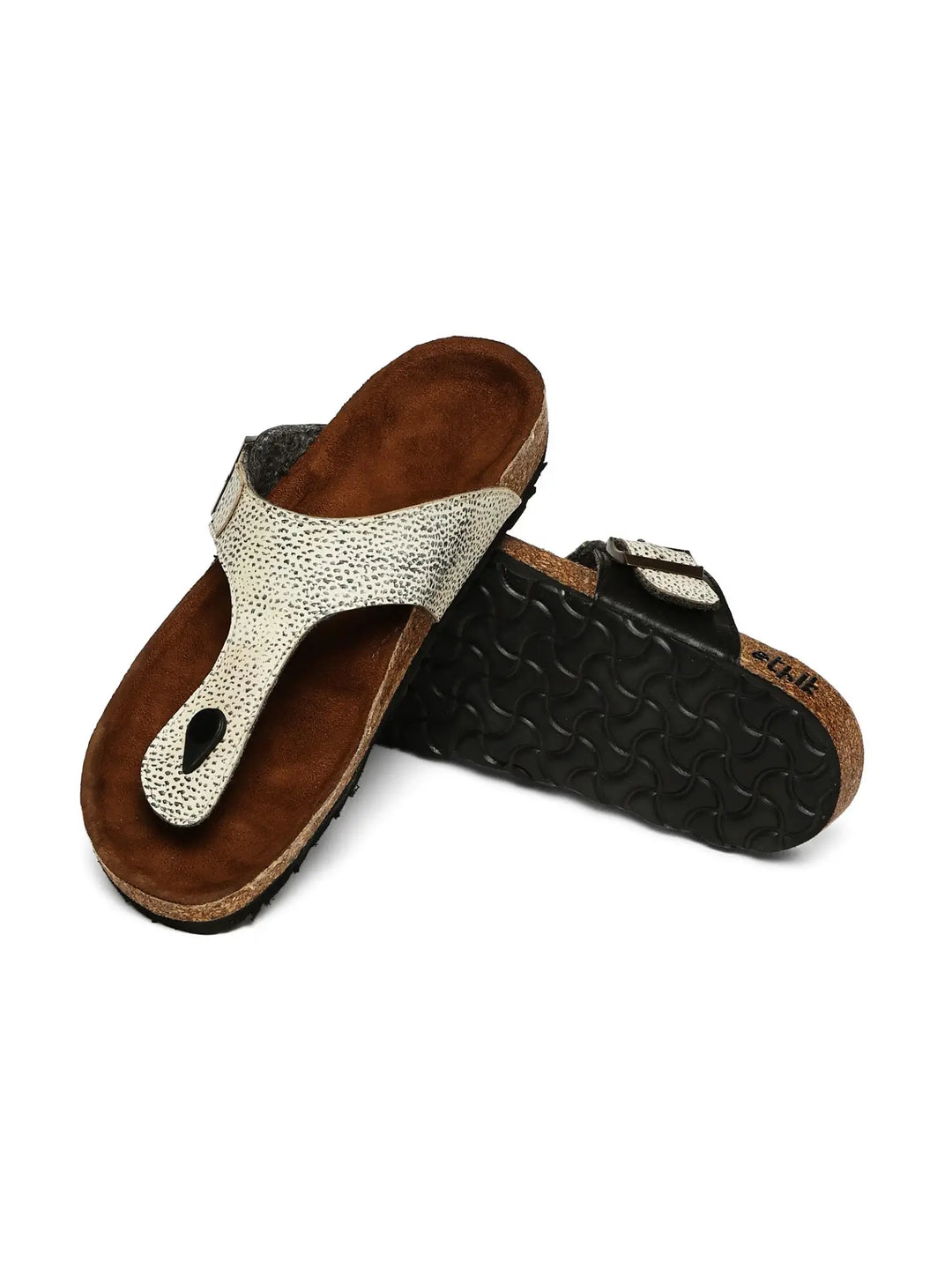 Pebble White Adjustable Strap Sandals