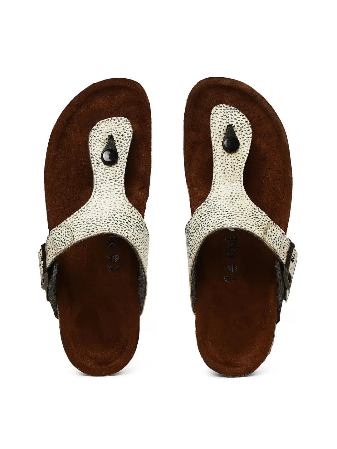 Pebble White Adjustable Strap Sandals