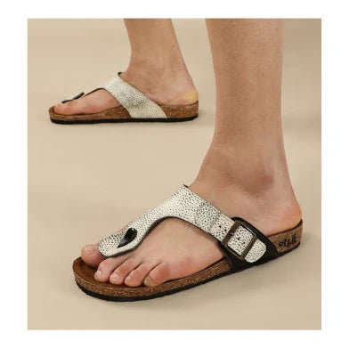 Pebble White Adjustable Strap Sandals
