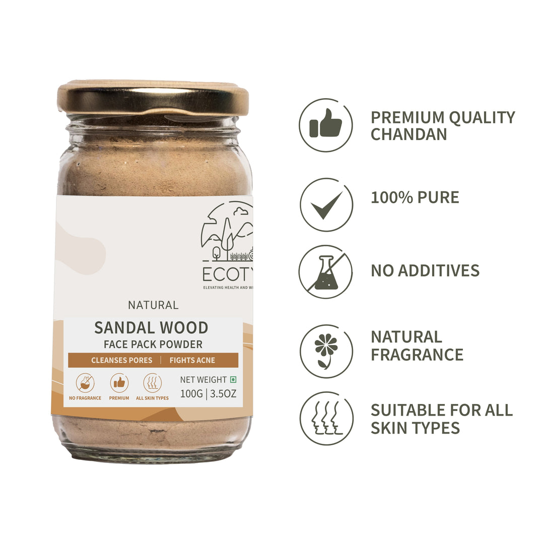 Ecotyl Natural Sandalwood Powder | Face Pack for Skin Brightening & Pore Cleansing | 100g