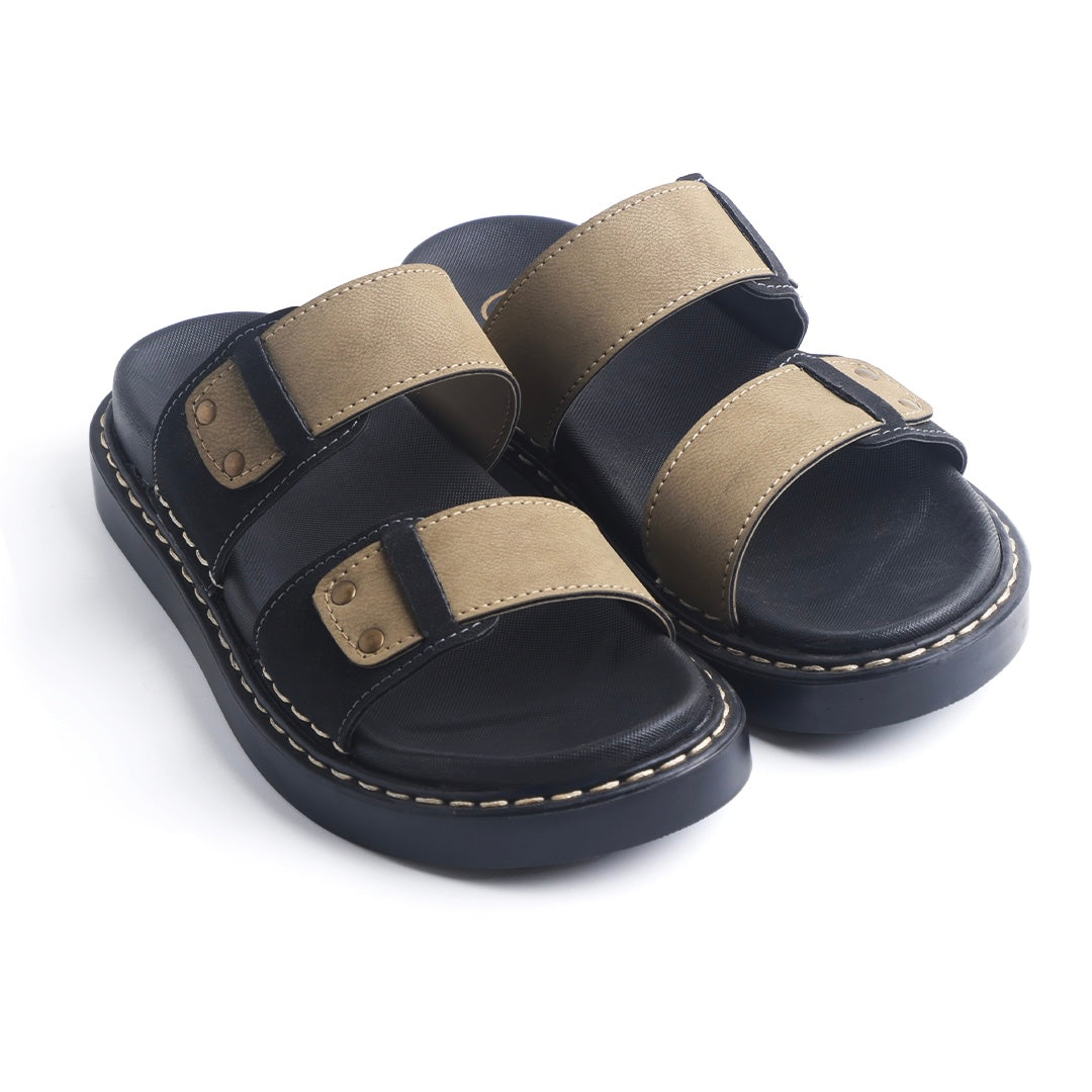 Monkstory Cosmopolitan Double Strap Chunky Slides – Black & Sage