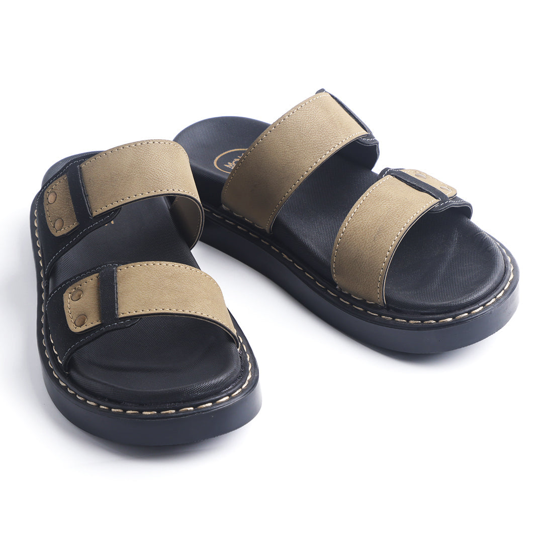Monkstory Cosmopolitan Double Strap Chunky Slides – Black & Sage