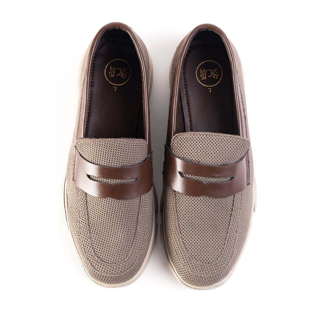 Monkstory Gravity Lift Supreme Comfort Mesh Slip-On Sneakers - Taupe Beige & Brown