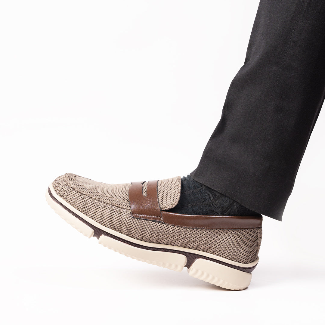 Monkstory Gravity Lift Supreme Comfort Mesh Slip-On Sneakers - Taupe Beige & Brown