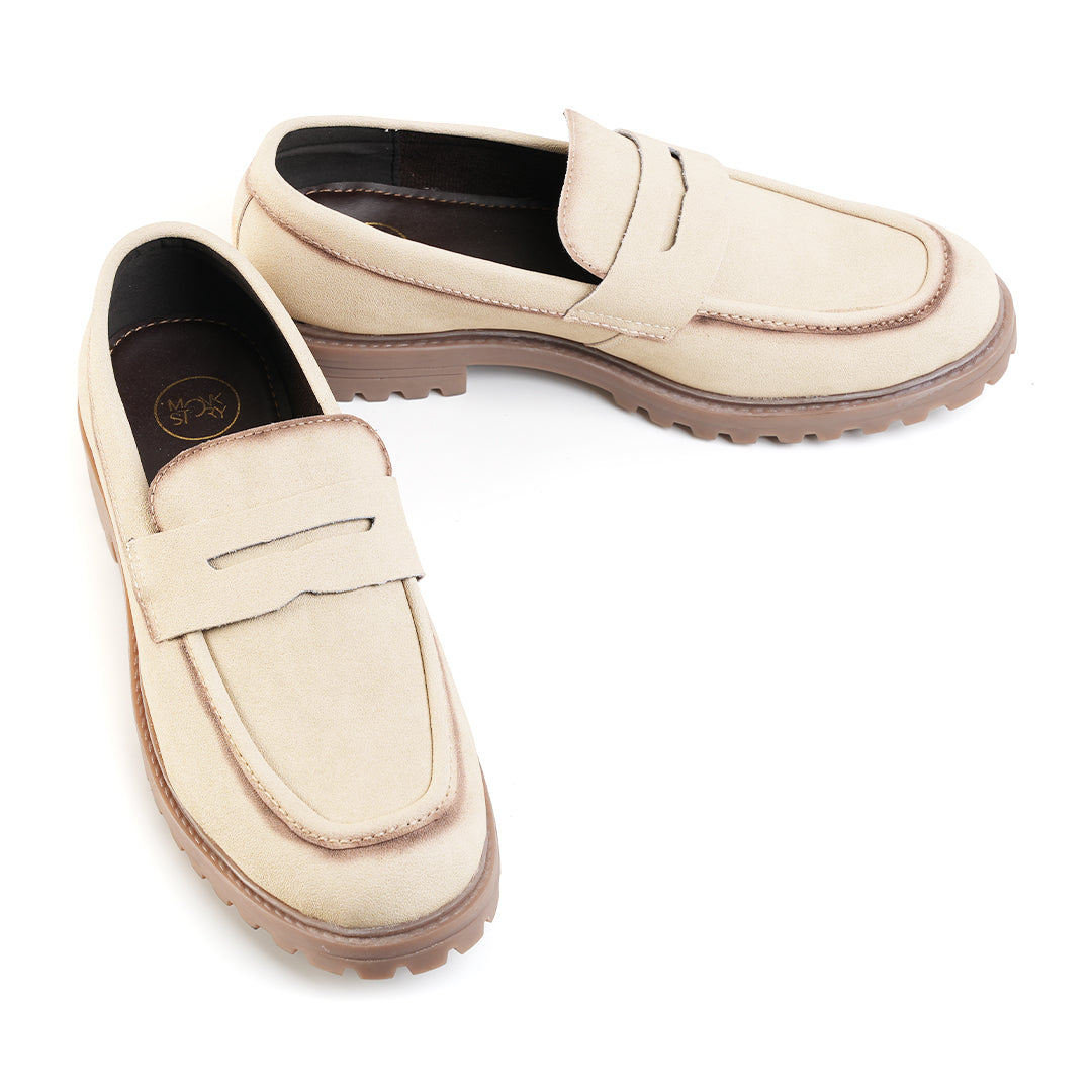 Monkstory Cosmopolitan Dune Penny Loafers  - Beige