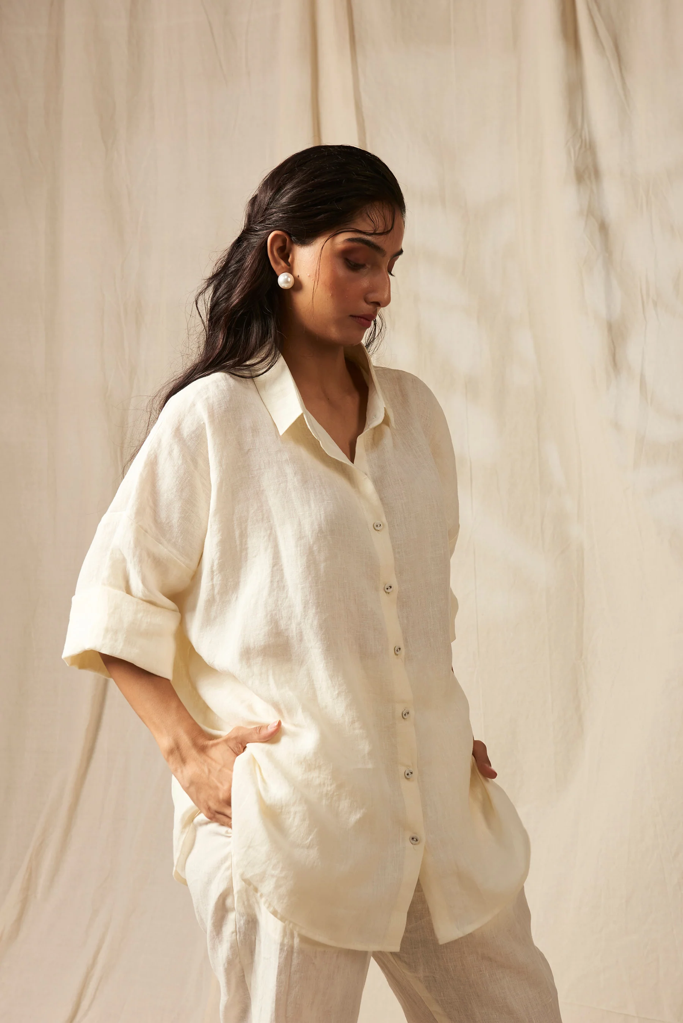 Taj Linen Oversized Flare Shirt Set