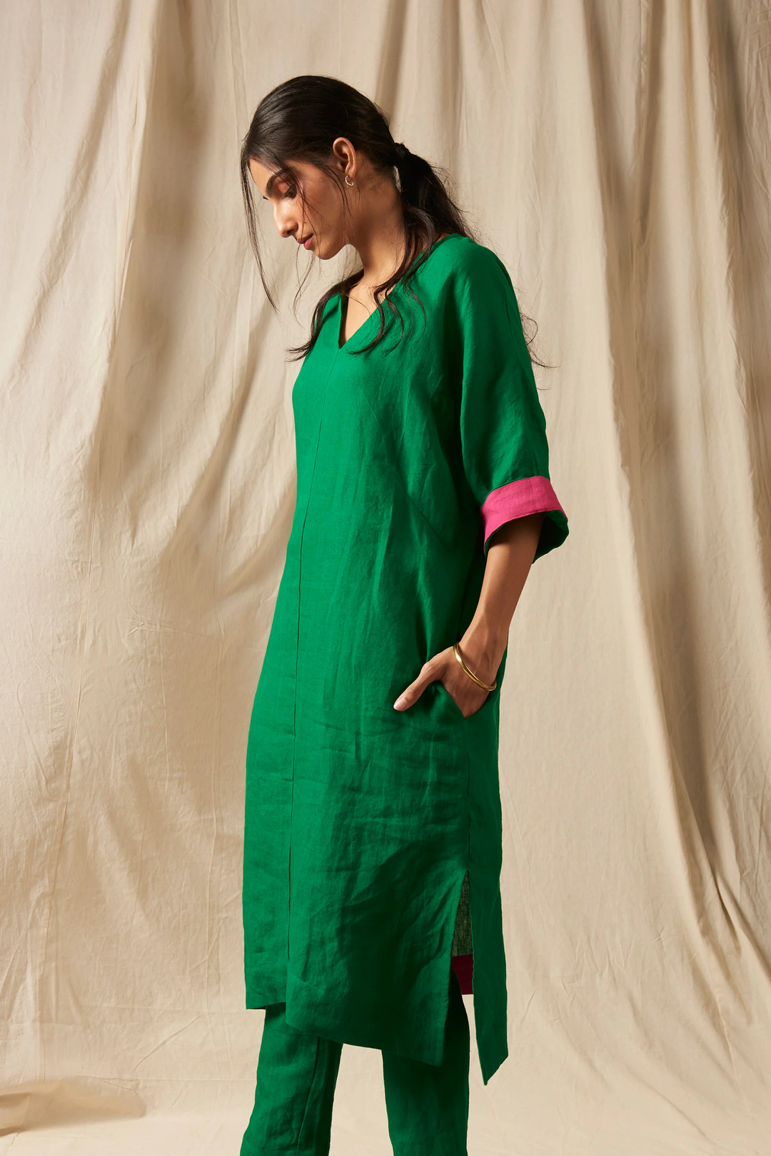 Panna Linen Dolman Kurta Set