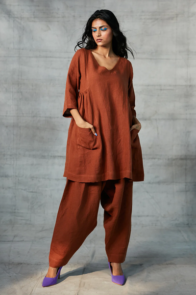 Cinnamon Linen Women's Kurta Set