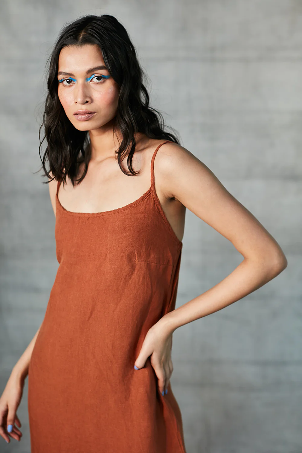 Cinnamon Linen Slip Dress