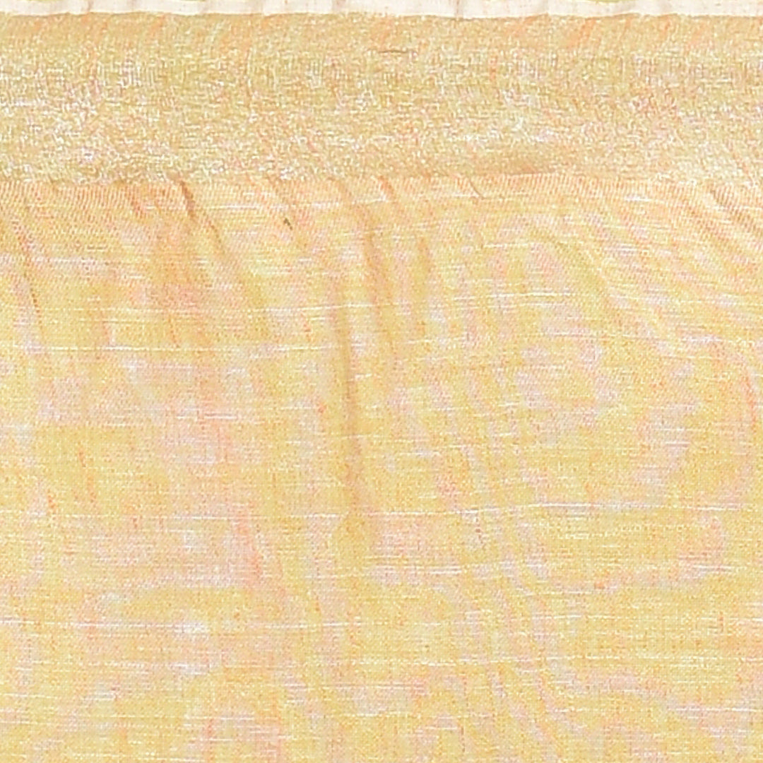 Stotra Beige & Maroon Pure Linen Saree