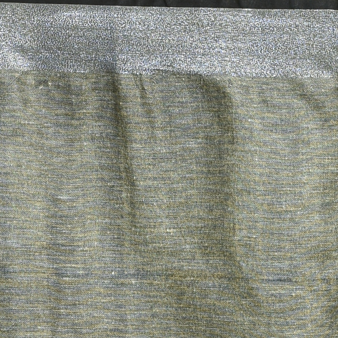 Stotra Cream Pure Linen Saree with Bird Embroidery and Silver Zari Border