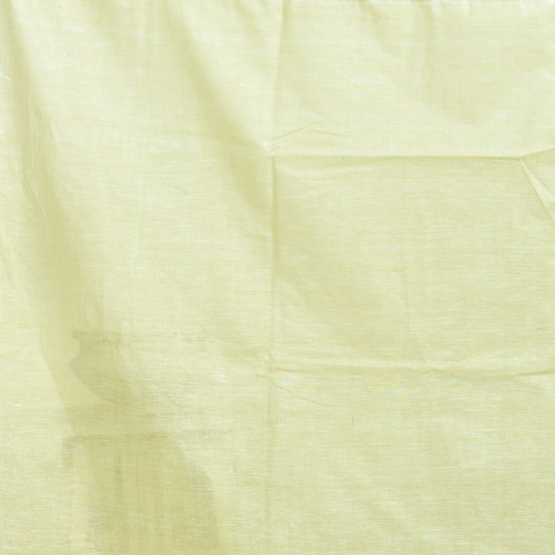 Stotra Light Green Pure Linen Saree with Silver Zari Border