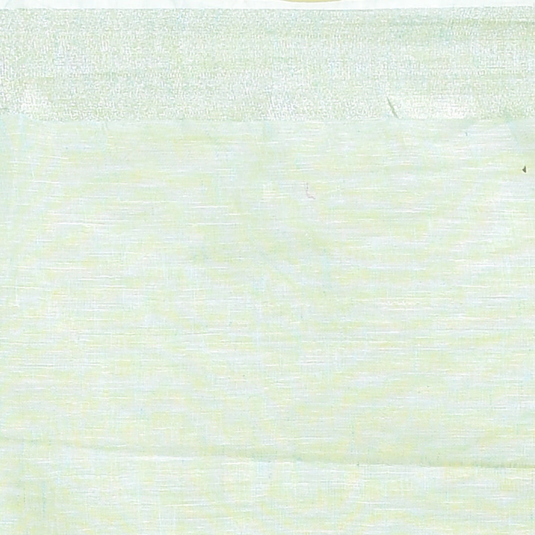 Stotra Light Green Pure Linen Saree with Silver Zari Border