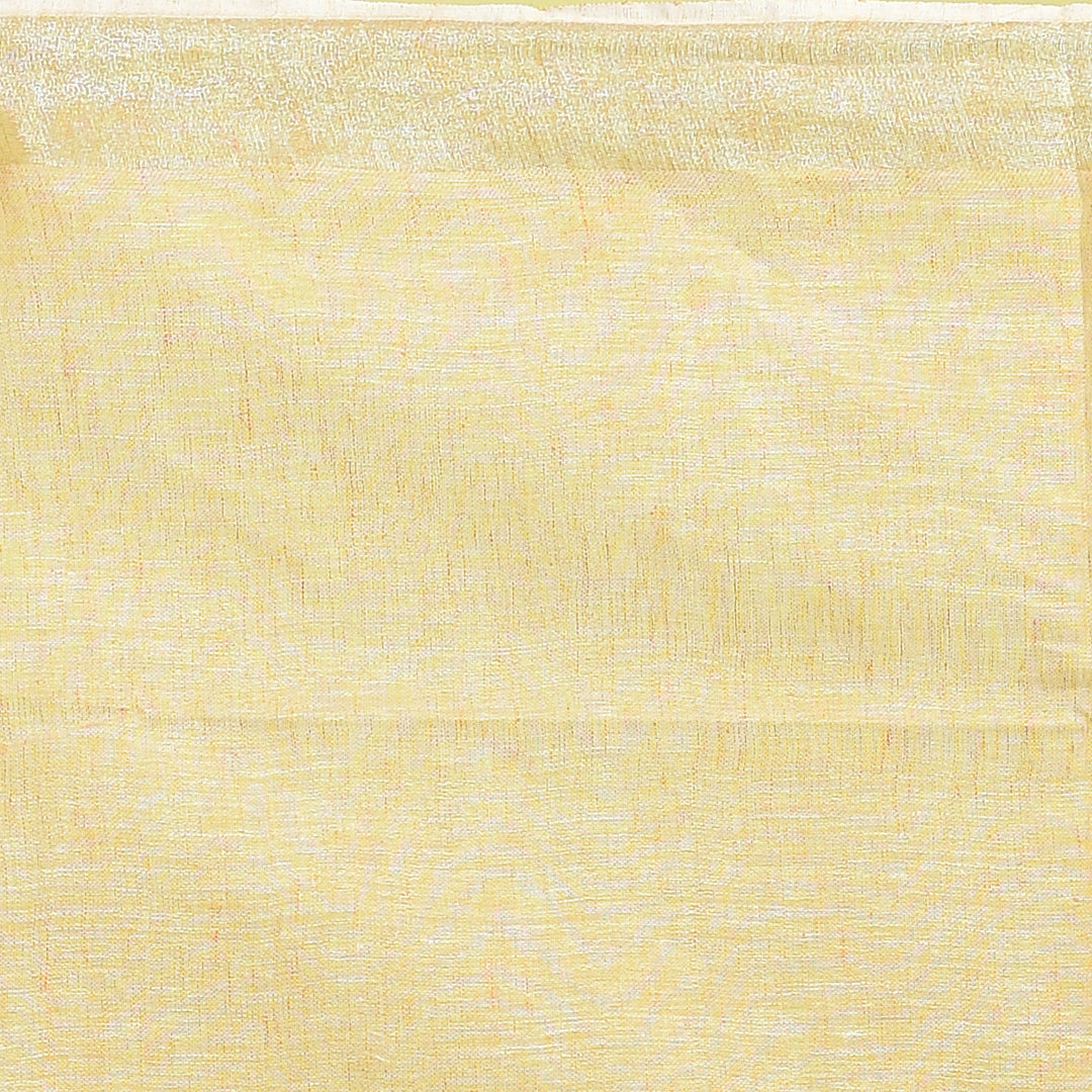 Stotra Peach Pure Linen Saree with Metallic Zari Border