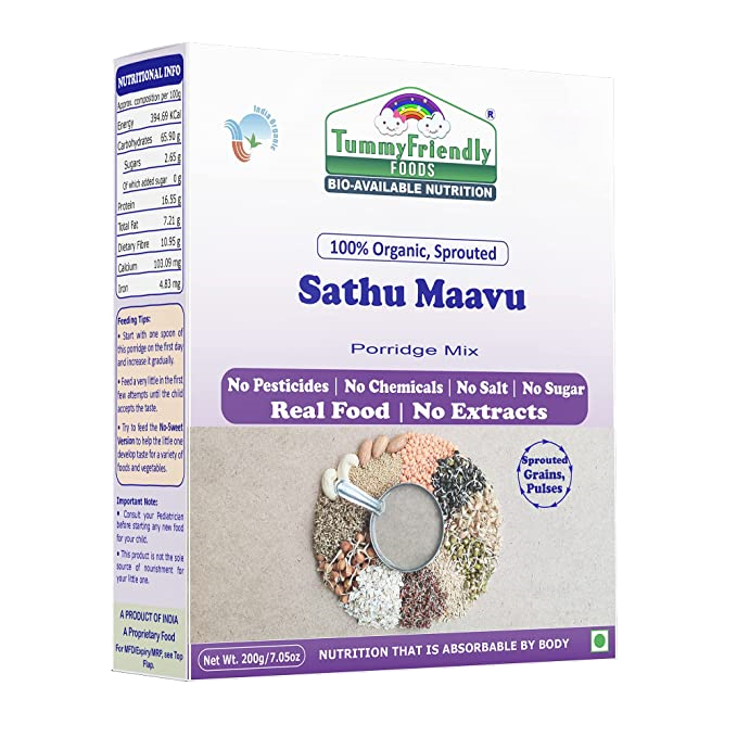 TummyFriendly Foods Organic Sprouted Porridge Mixes Combo | Multigrain, Multimillet, Fruits, Vegetables | 200g each (Pack of 4)