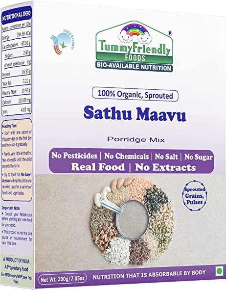 TummyFriendly Foods Organic Sprouted Porridge Mix | Sathu Maavu | No Additives |