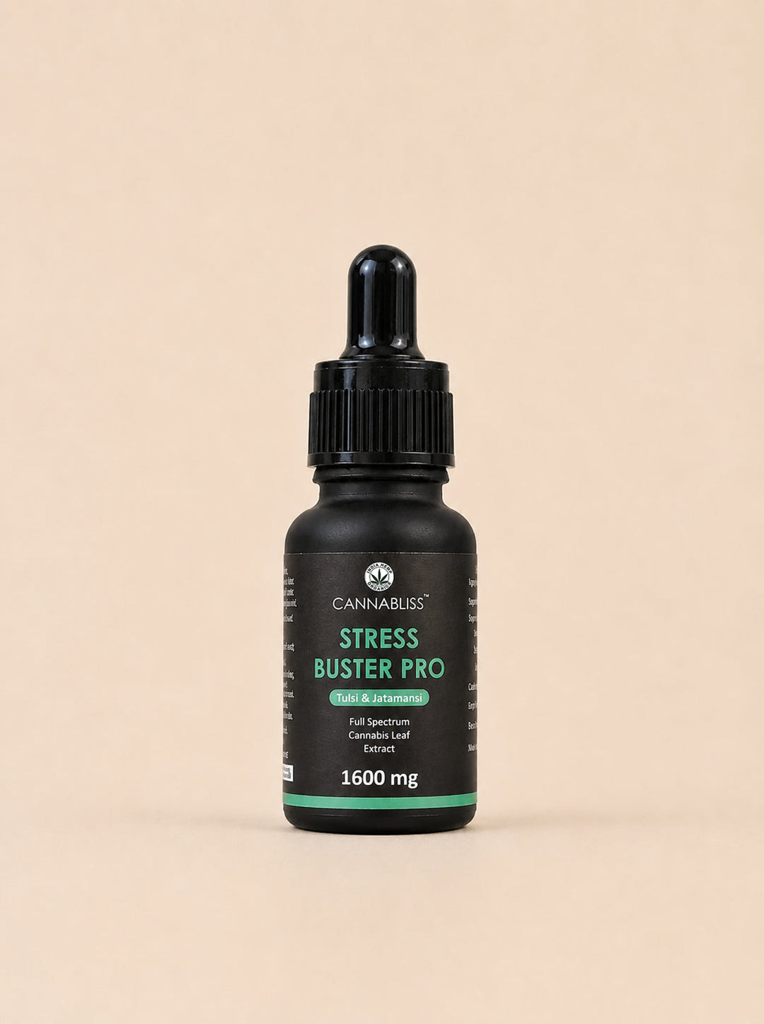 India Hemp Organics STRESS BUSTER PRO with 16% Cannabis Leaf Extract + Tulsi and Jatamansi