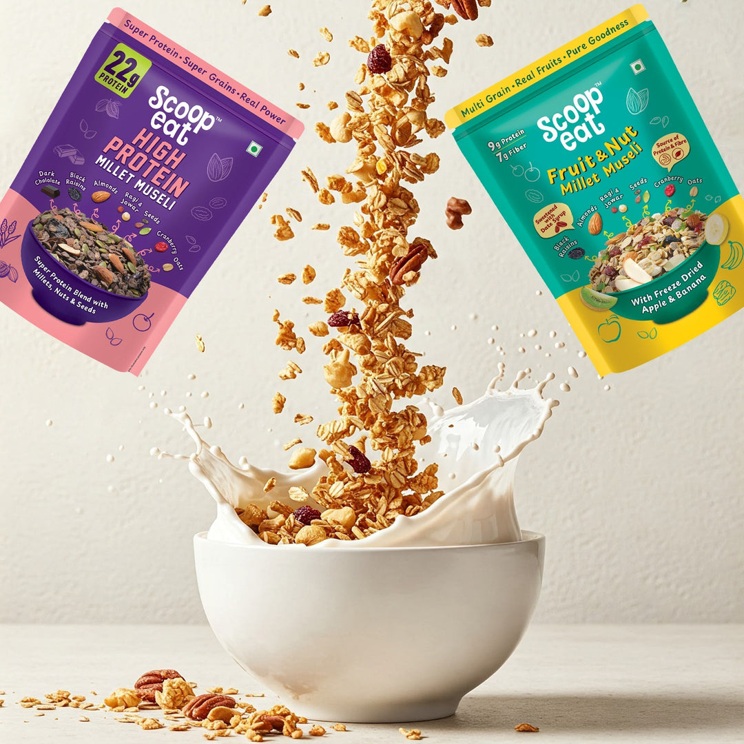 Scoopeat Assorted Muesli - Mutligrain Muesli - 250gm - Fruit & Nut Muesli 250gm - 22gm High Protein Muesli - 250gm - Suspire