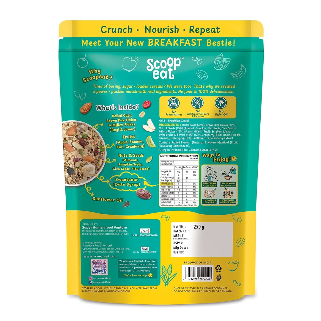 Scoopeat Fruit & Nut Muesli Pack of 2 - 250gm + 750gm - Suspire