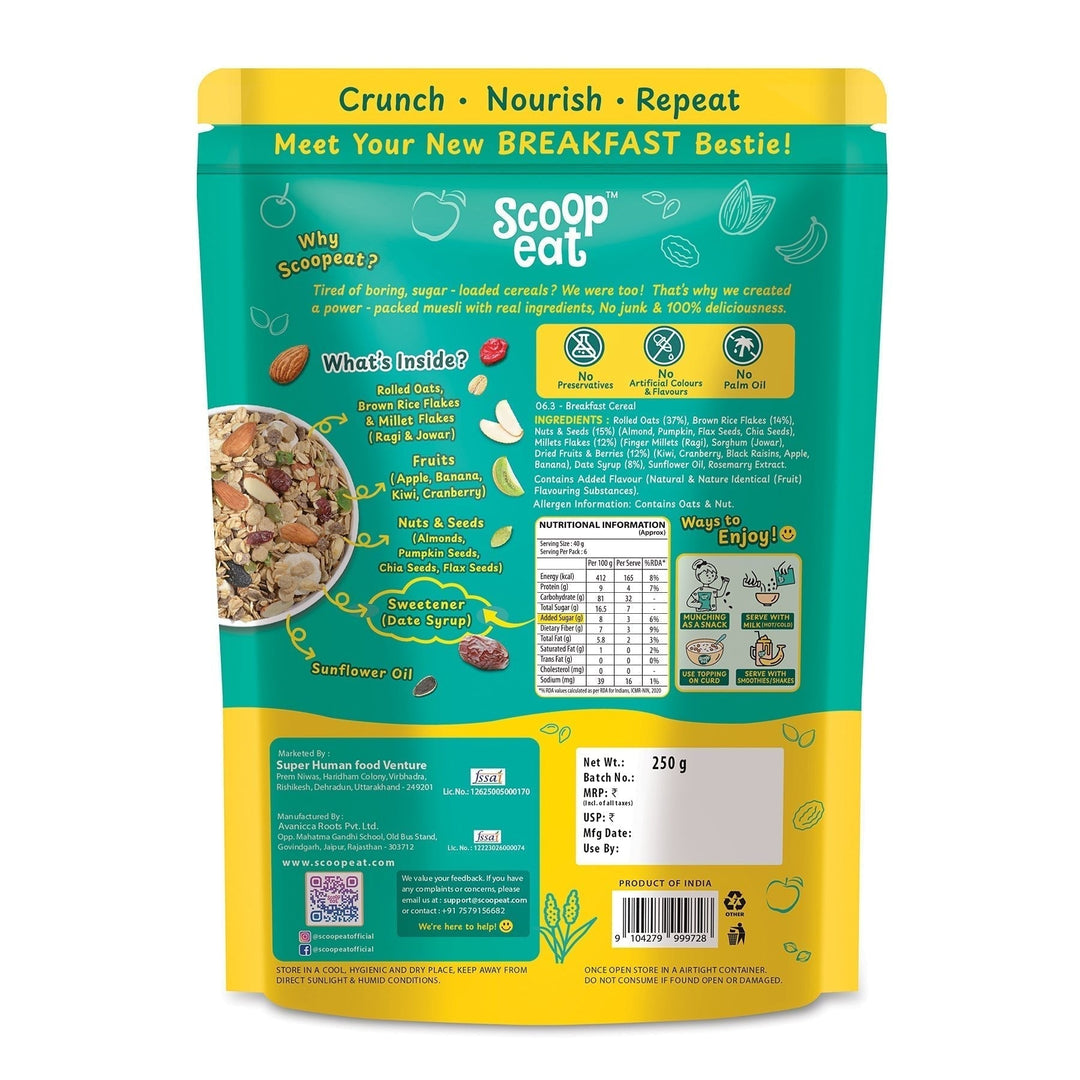 Scoopeat Fruit & Nut Muesli Pack of 2 - 250gm + 750gm - Suspire