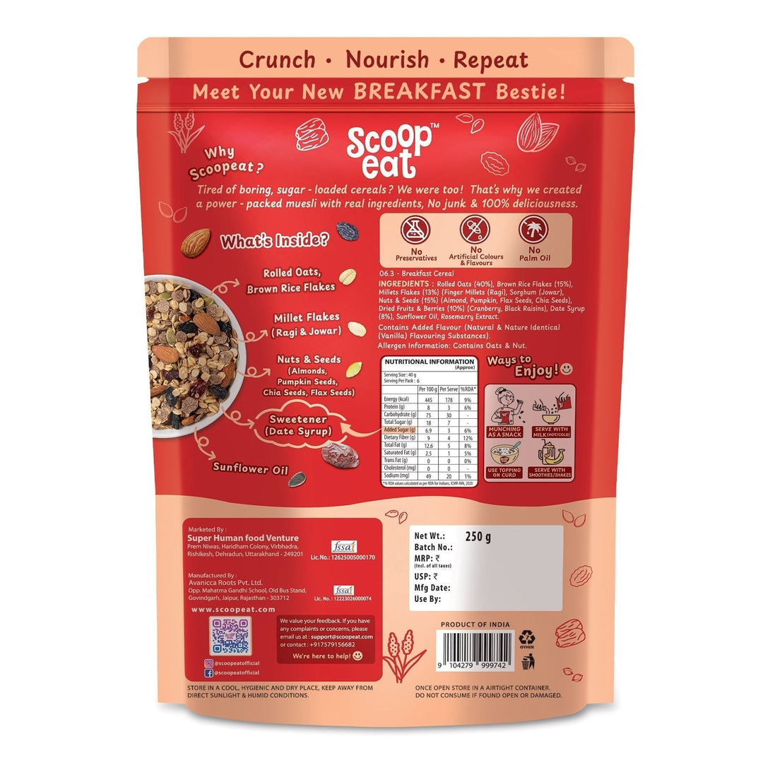 Scoopeat Multigrain Muesli Pack of 2 - 250gm +750gm - Suspire