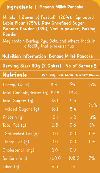 Gladful Sprouted pancake banana with millet lobia masoor protein for kids & families - pack of 2 - 300 gms