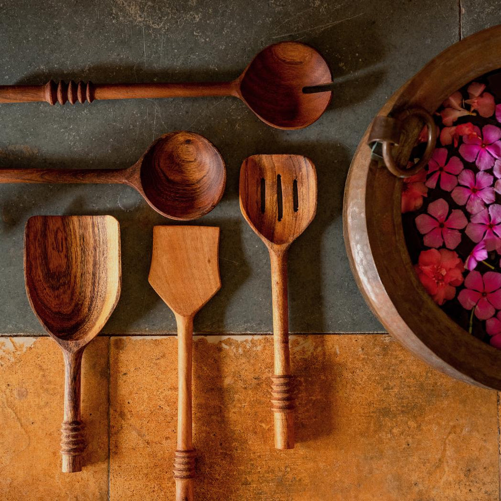 Araana Home Garoh Designer Premium Wooden Spatulas and Ladles
