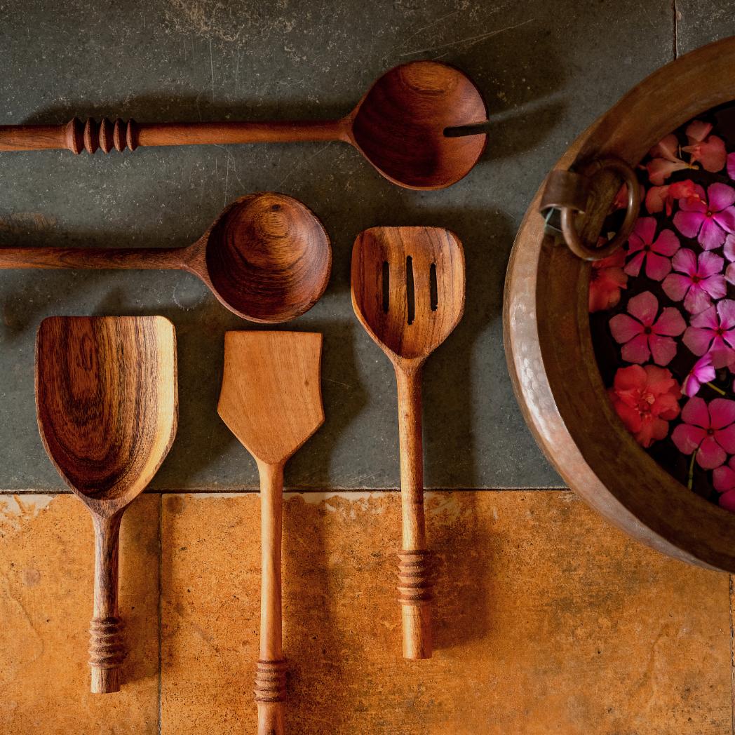 Araana Home Garoh Designer Premium Wooden Spatulas and Ladles