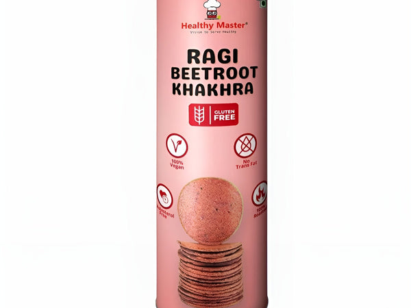 Healthy Master Roasted Ragi Beetroot Khakhra 100 g | Healthy & Crunchy Snack | Coin Khakra