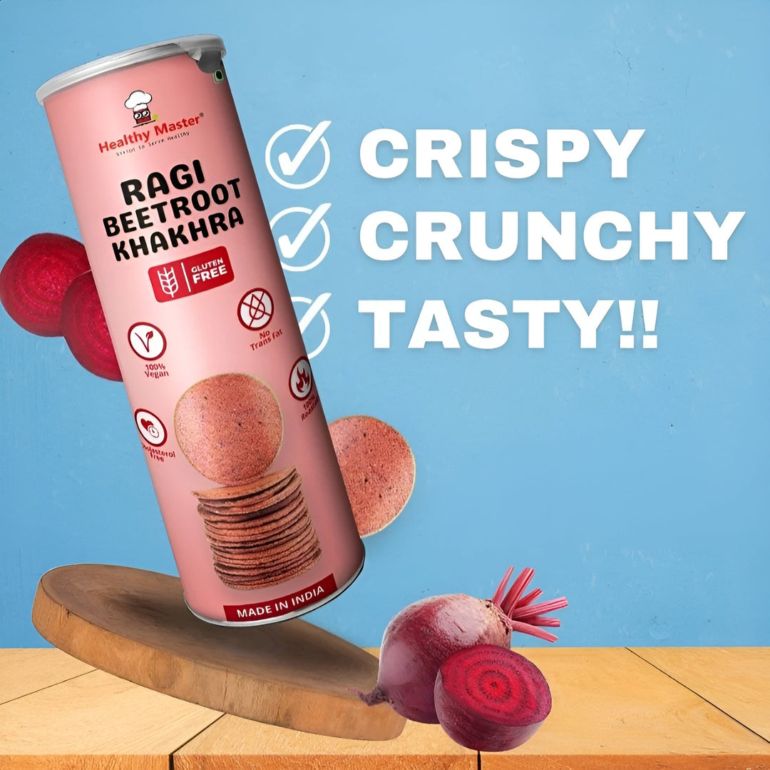 Healthy Master Roasted Ragi Beetroot Khakhra 100 g | Healthy & Crunchy Snack | Coin Khakra