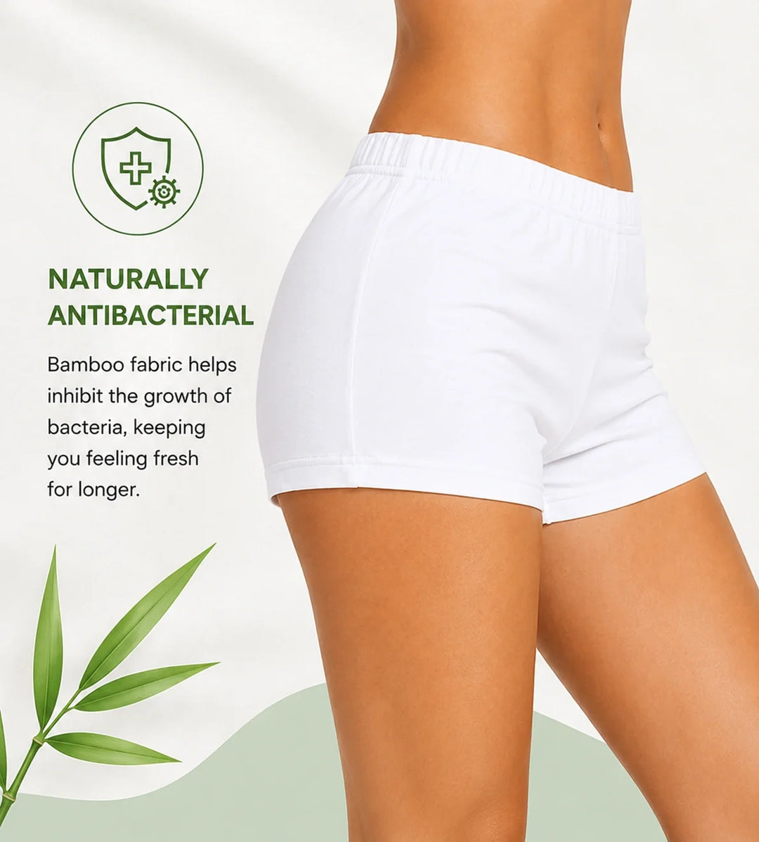 Women Bamboo Fabric Women Boy Short White | Mid Rise Soft Breathable | Pack Of 2