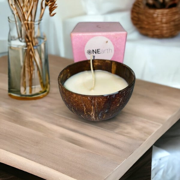 ONEarth Soy Wax Candle - Coconut Shell (100gms only) - Vanilla