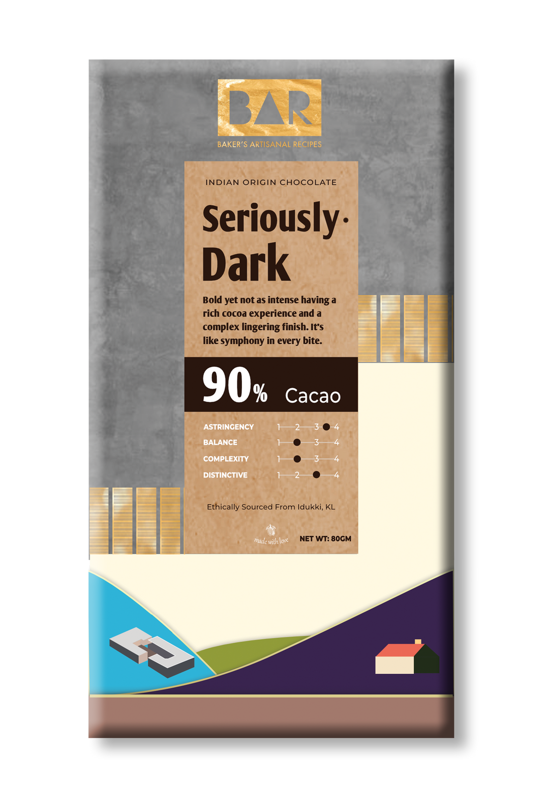 BAR Seriously Dark 90% – Idukki Origin Dark Chocolate – 80 gm