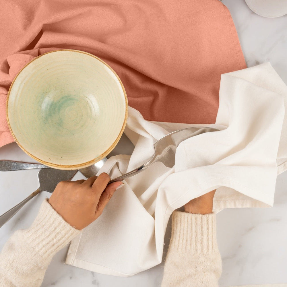 Set of 2 Organic Cotton Kitchen Towels in Assorted Colours