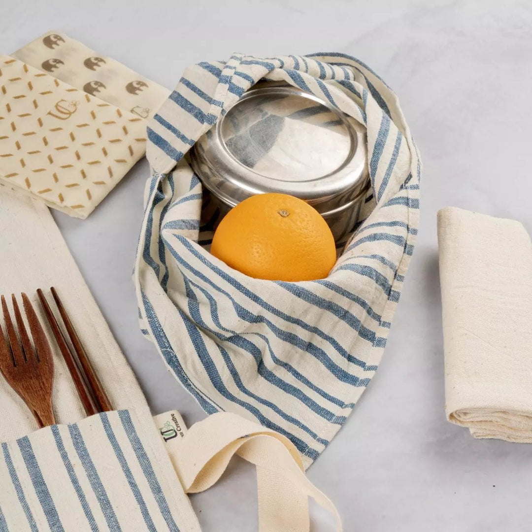 Set of 2 Organic ‘Kala’ Cotton Bento Bags - Suspire