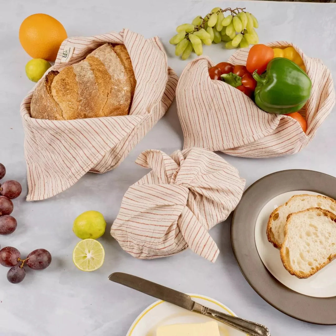 Set of 3 Assorted Organic ‘Kala’ Cotton Bento Bags ( Assorted sizes and patterns) - Suspire