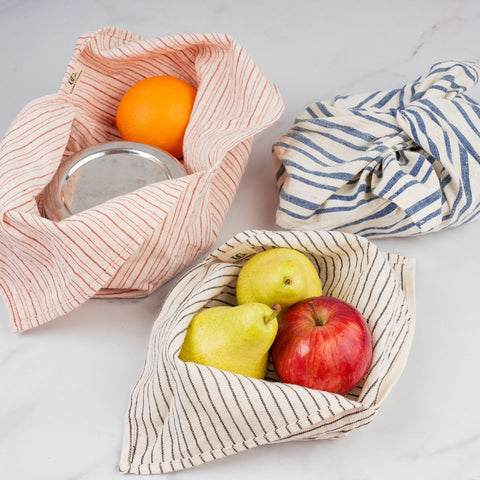 Set of 3 Assorted Organic ‘Kala’ Cotton Bento Bags ( Assorted sizes and patterns)