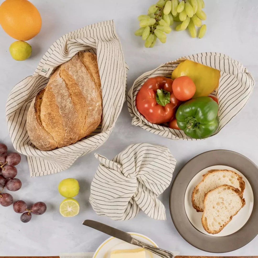Set of 3 Assorted Organic ‘Kala’ Cotton Bento Bags ( Assorted sizes and patterns) - Suspire