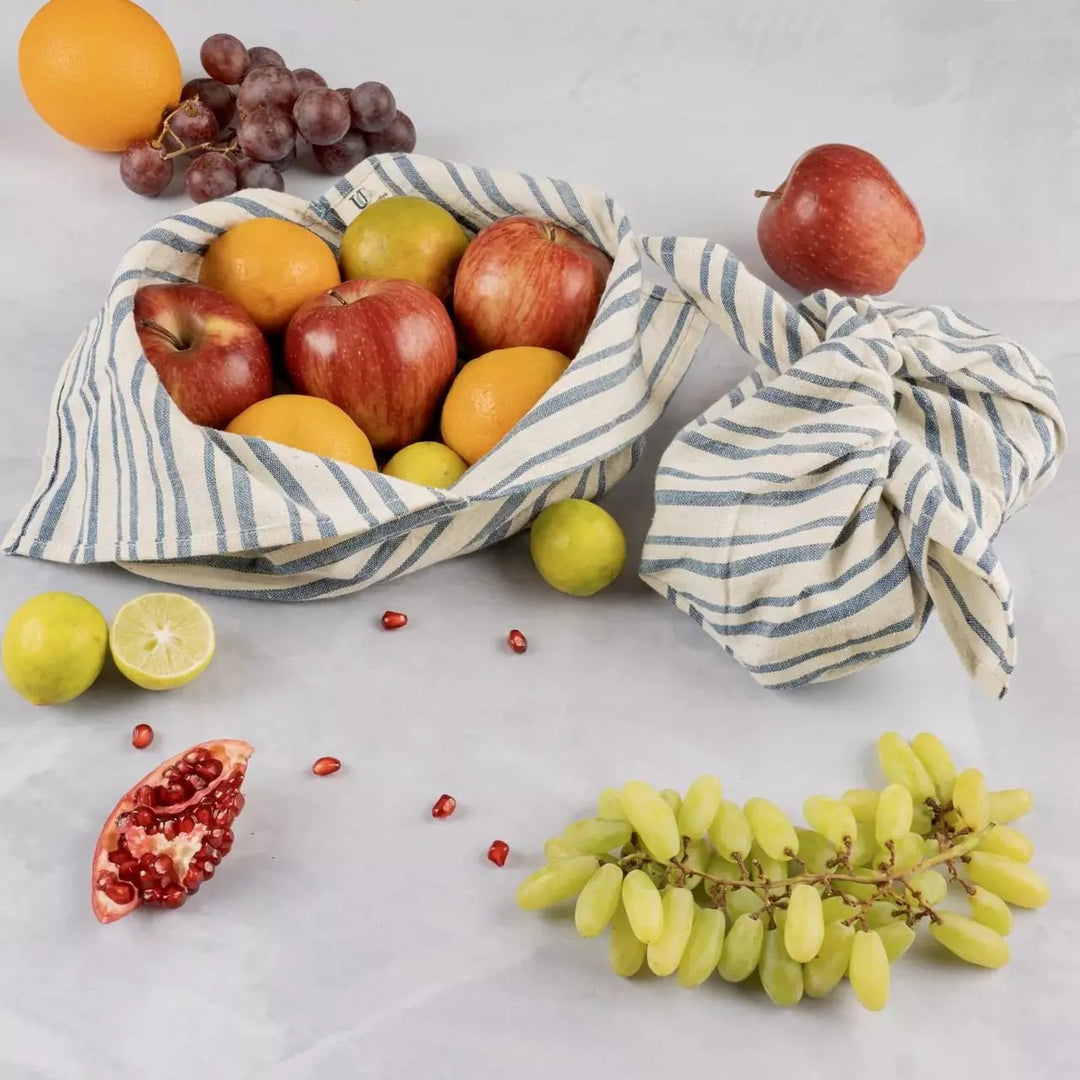 Set of 3 Assorted Organic ‘Kala’ Cotton Bento Bags ( Assorted sizes and patterns) - Suspire