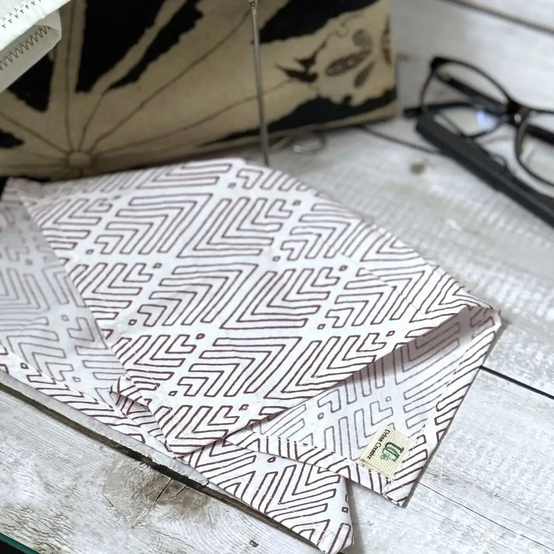 Set of 3 madder red and white print organic cotton handkerchiefs - Suspire