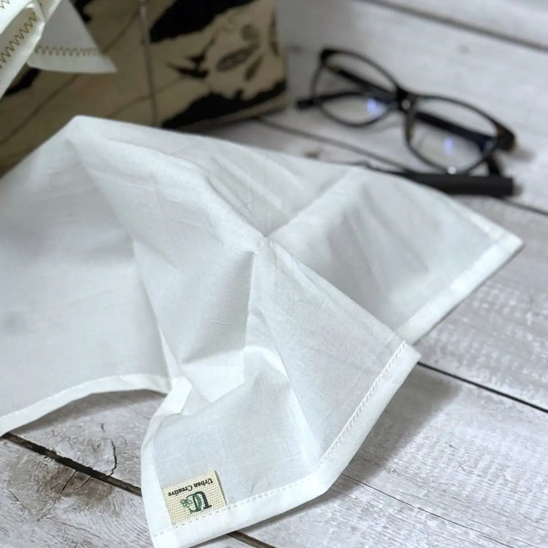 Set of 3 madder red and white print organic cotton handkerchiefs - Suspire