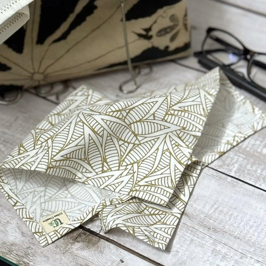 Set of 3 olive green and white print organic cotton handkerchiefs - Suspire
