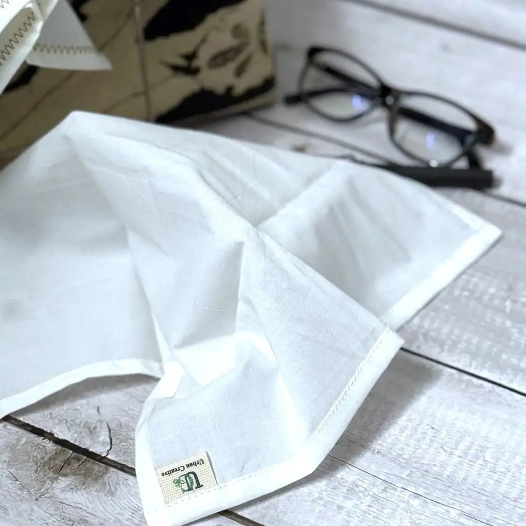 Set of 3 olive green and white print organic cotton handkerchiefs - Suspire