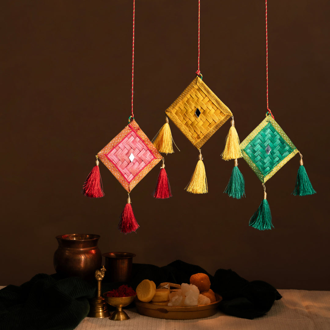 Patang Handcrafted Bamboo Door Hanging for Decor  - set of 3