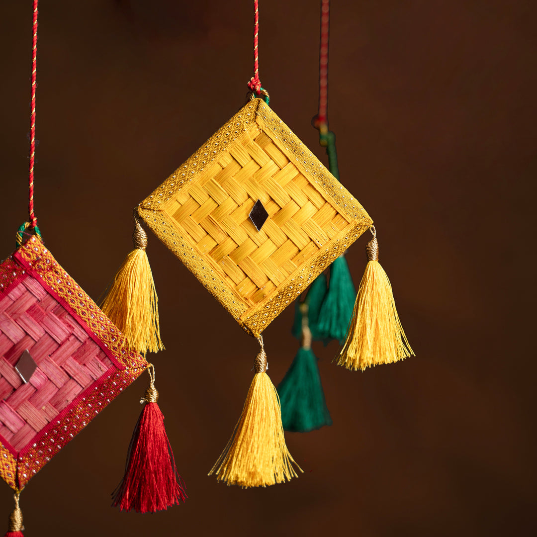 Patang Handcrafted Bamboo Door Hanging for Decor  - set of 3