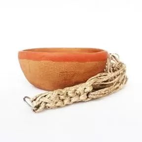 SHALLOW Terracotta Planter with Jute Macrame Hanger - Suspire