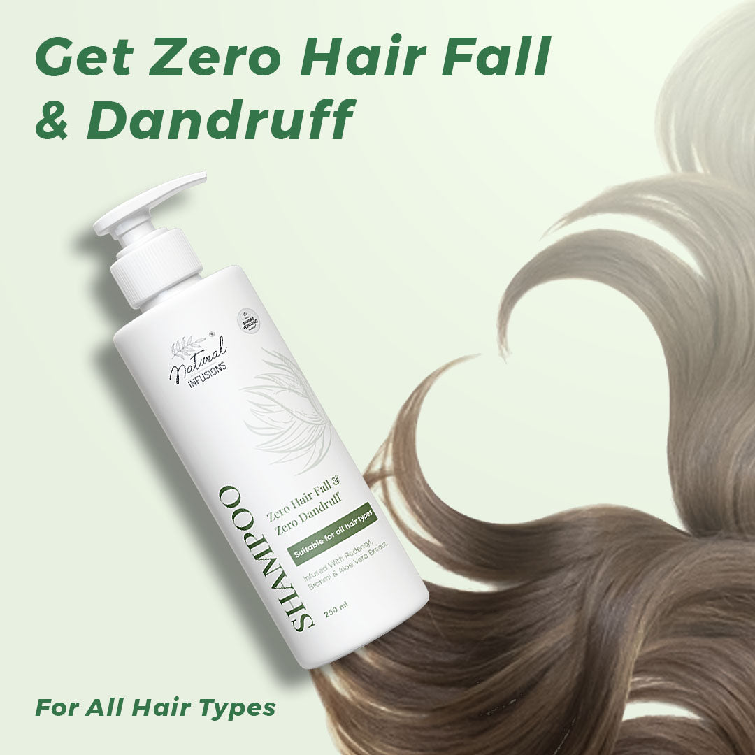 Natural Infusions Hair shampoo - Zero Hairfall & Zero Dandruff - Suitable for all Hair types - for Men & Women - 250ml (pack of 1)