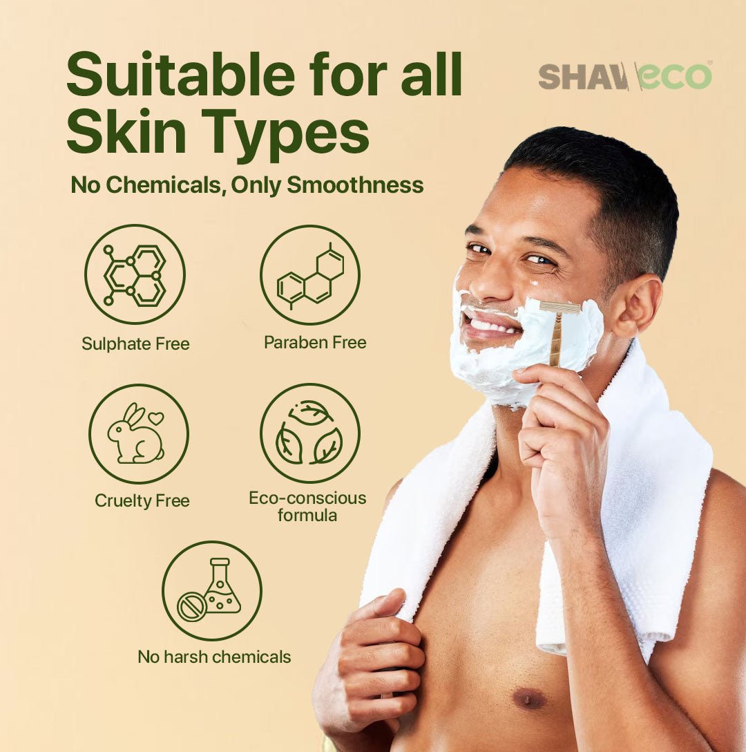 SHAVECO Bamboo EDGE 3 Razor with Extra Cartridge & Aloe Vera Shaving Gel - Sustainable Grooming Combo - Suspire