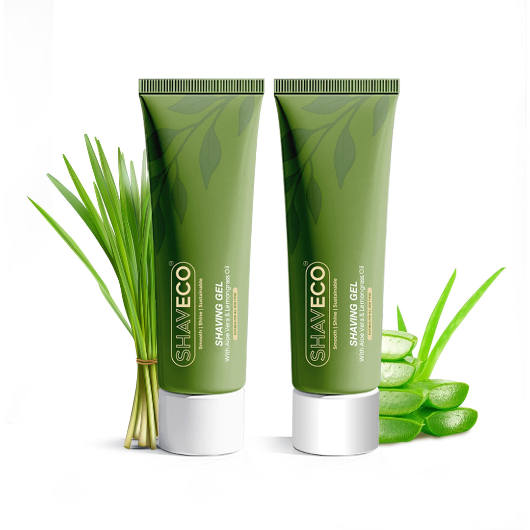 SHAVECO Natural Shaving Gel with Aloe Vera & Lemongrass – Gentle on Skin, Strong on Stubble | 100g Tube - Suspire