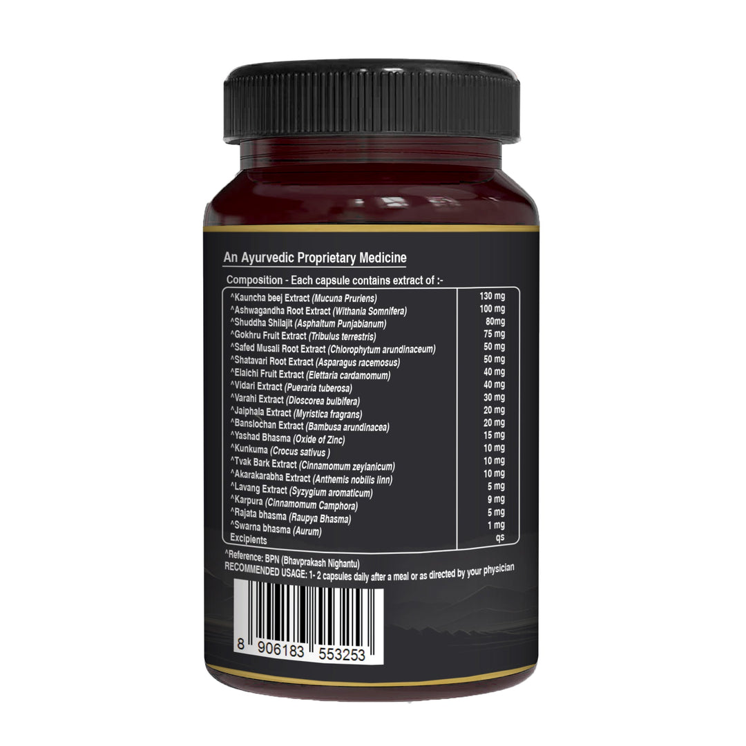 Shilajit Gold with Gokhru, Ashwagandha, Safed Musali, and Shatavari -Capsules | Supports Vitality and Wellness
